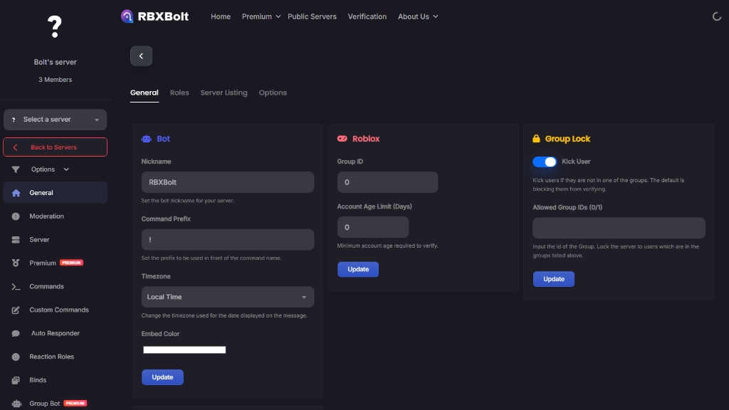 Configuration options
